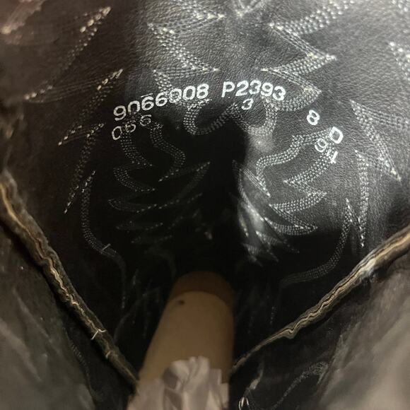 VTG Dan Post P2393 Boots Mens Cowboy Black Teju Lizard Skin Leather Western 8D - Picture 12 of 13